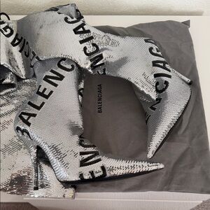 Balenciaga Metallic Silver Over the Knee Boots Balenciaga Logo 39EU Dust bag